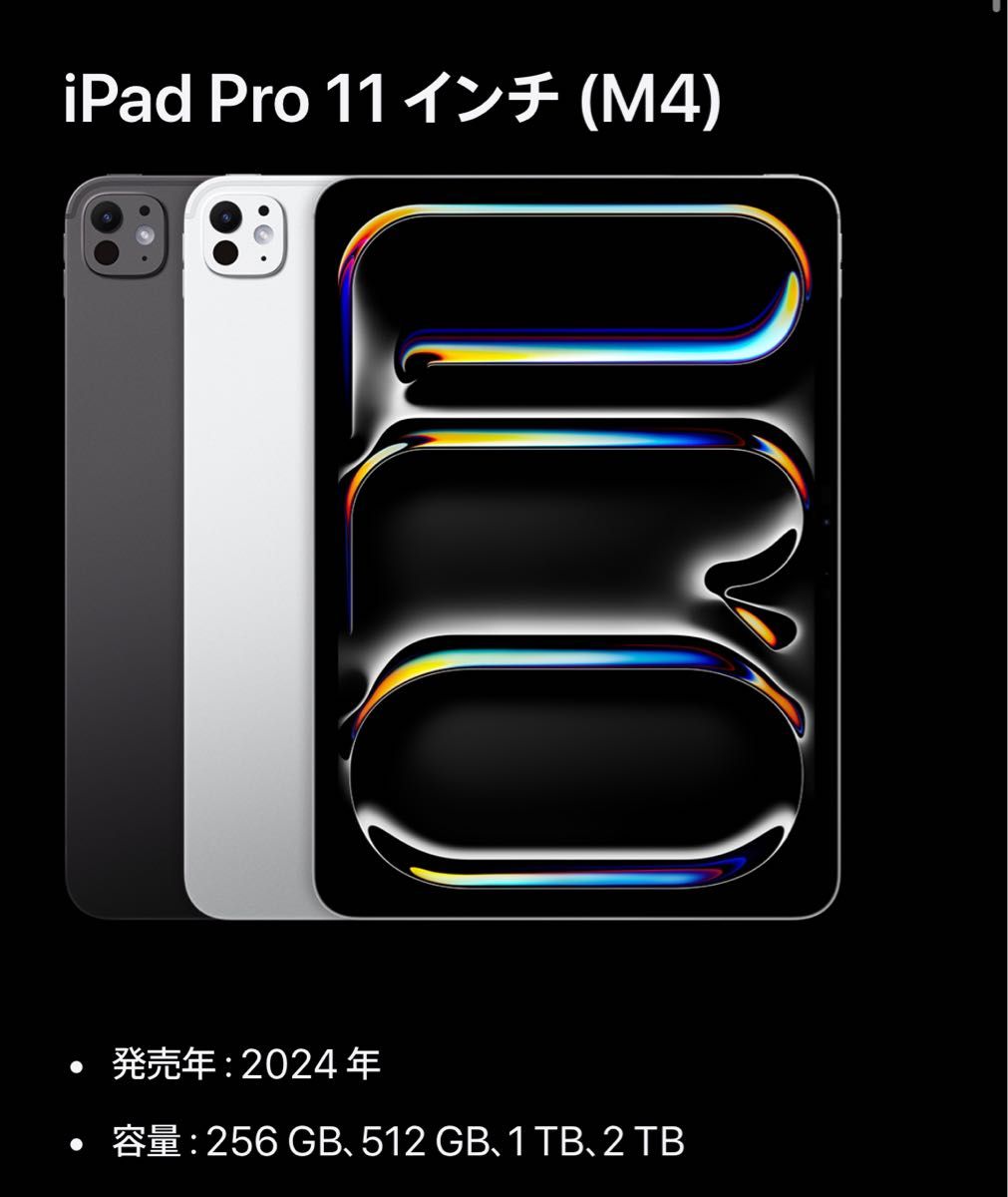 iPad Pro 11インチ 第4世代(2024年) 512G MNXH3J/A 純正 iPad Pro 11インチ 第4世代(2024年) 512G MNXH3J/A 純正