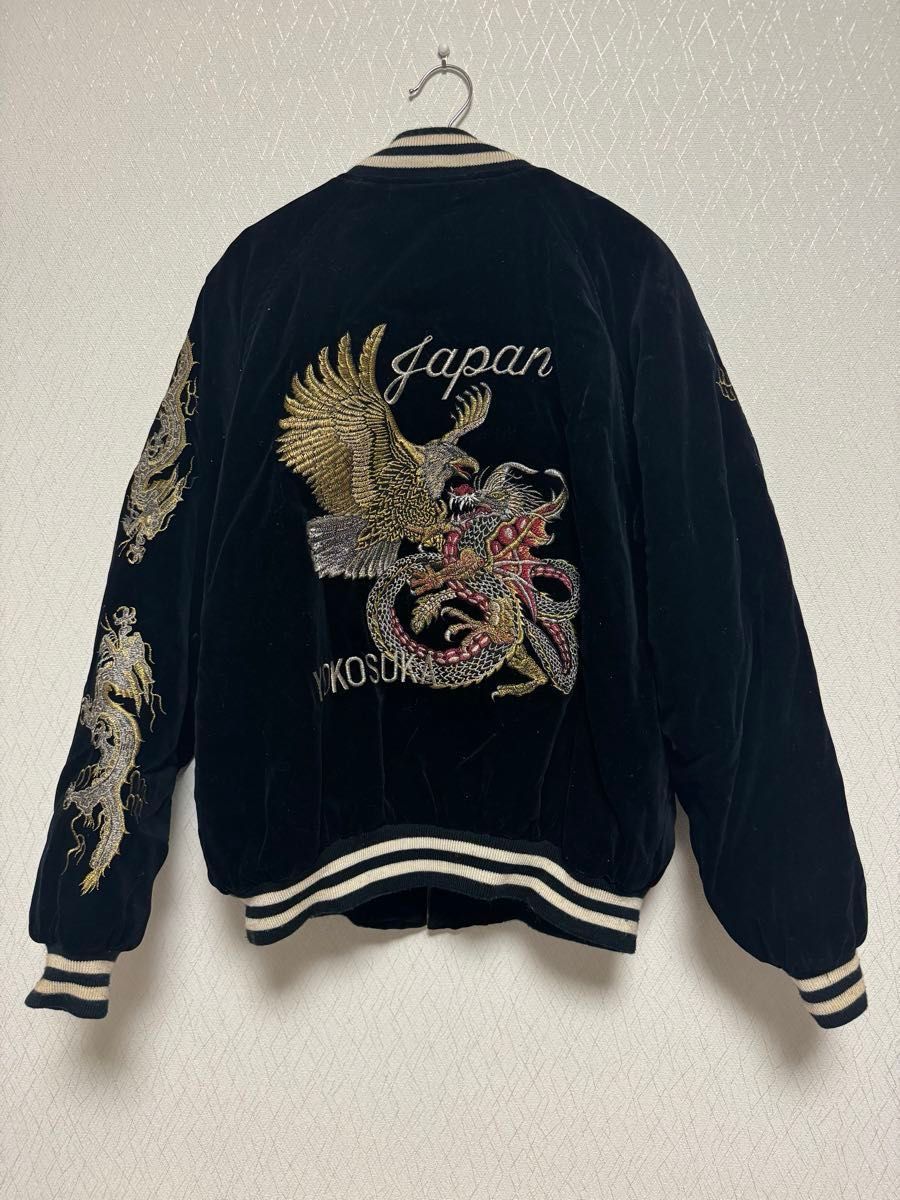 スカジャン】90年製 ベロア 龍 鷲 刺繍 横須賀 ブルゾン スカジャン】90年製 ベロア 龍 鷲 刺繍 横須賀 ブルゾン