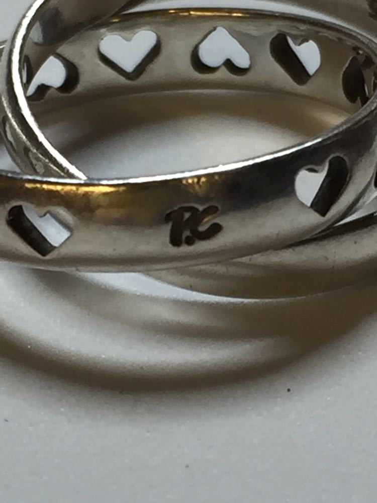 2連リング 指輪 シルバー リング ハートモチーフ SILVER 925 服飾小物 #13.5号 レディースアクセサリー 装飾品 中古品 【4667】A_画像2