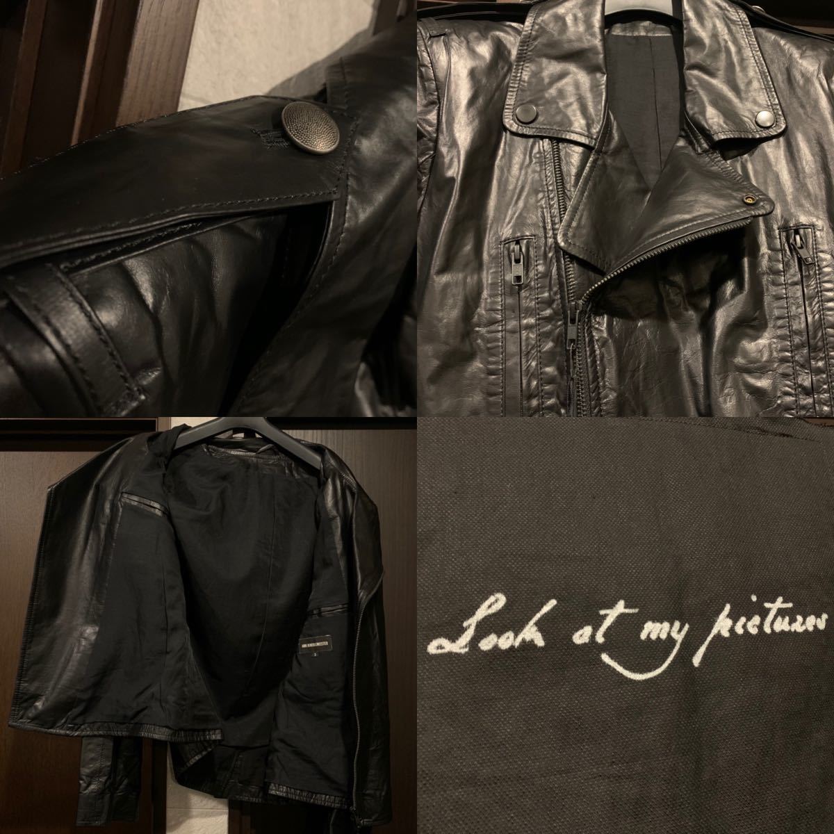 新品】Ann Demeulemeester 18SSレザーライダースジャケット 新品】Ann Demeulemeester 18SSレザーライダースジャケット