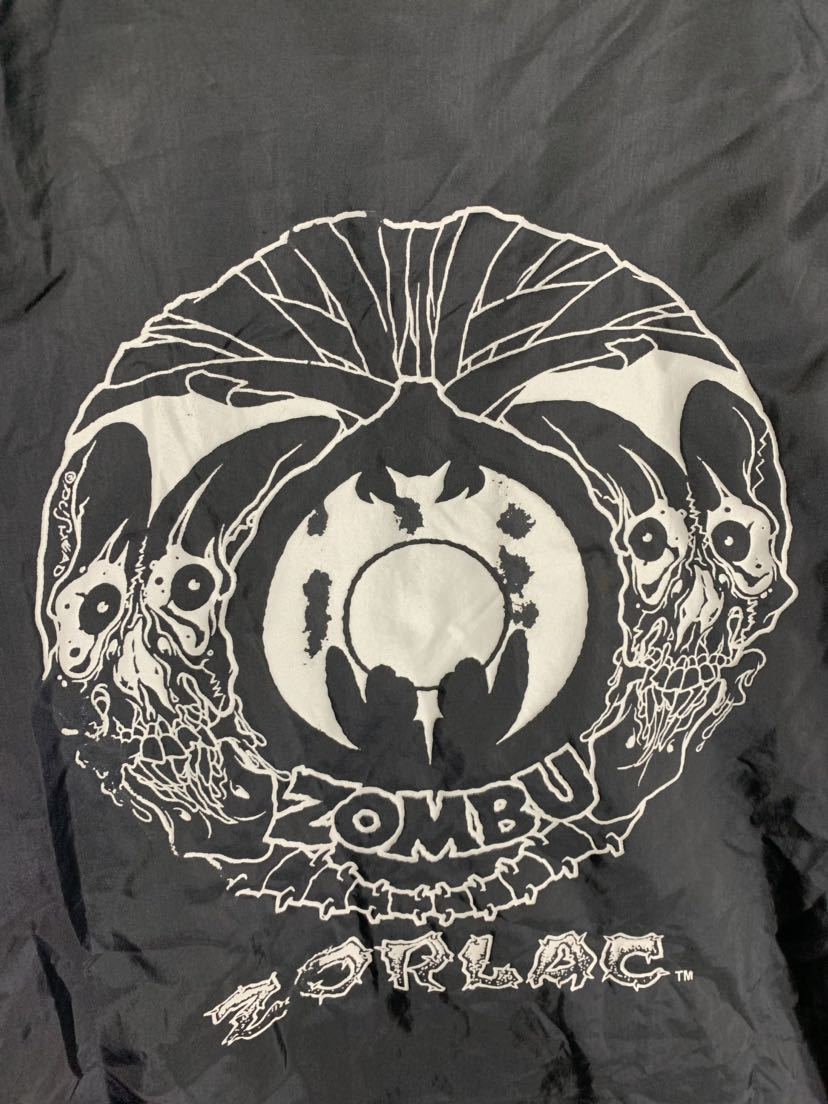 ZORLAC ゾーラック PUSHEAD パスヘッド ZOMBU スカル ガイコツ ドクロ × コウモリ × ロゴ United Sportsボディ コーチジャケット 黒 XL_画像10