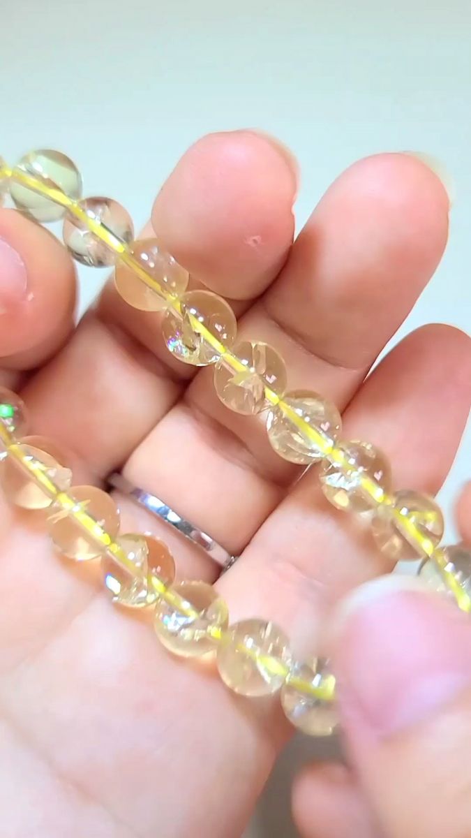 天然石 レモンクォーツアイリス パワーストーン ゴムブレスレット 天然石ブレスレット 天然石パーツ 天然石ビーズ 丸玉
