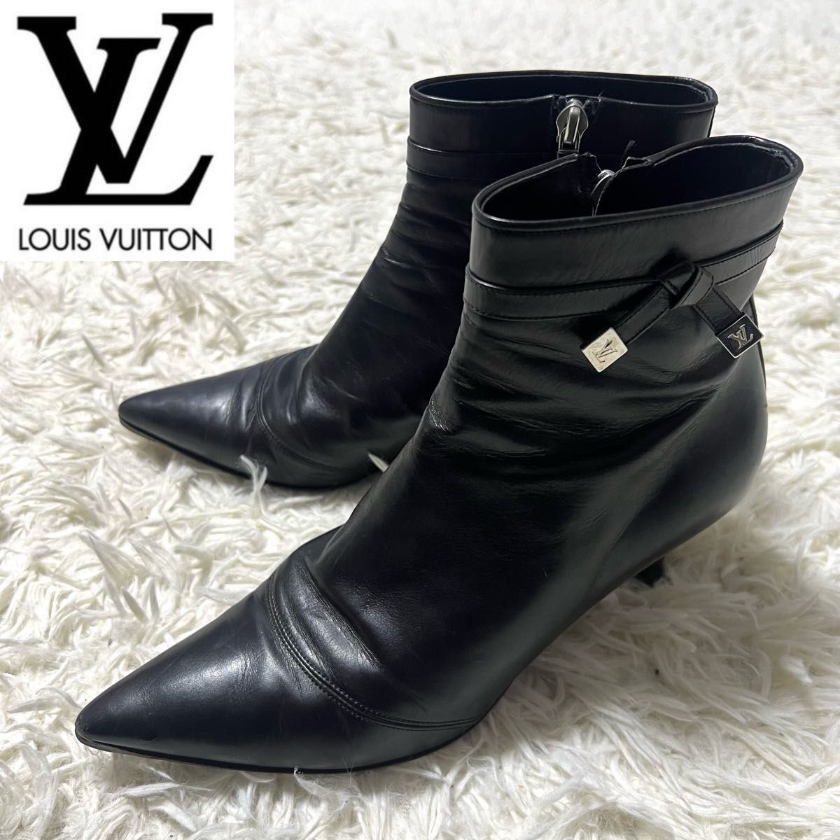 良品】LOUIS VUITTON ルイヴィトン レザーショートブーツ サイズ 良品】LOUIS VUITTON ルイヴィトン レザーショートブーツ サイズ
