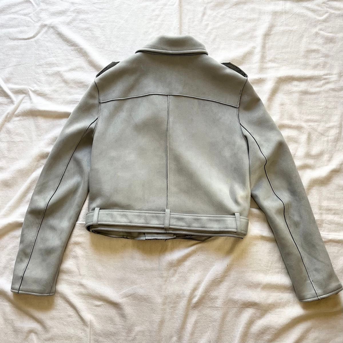 ZARA ライダース ジャケット ダブル スエード M グレー ベルト ZARA ライダース ジャケット ダブル スエード M グレー ベルト