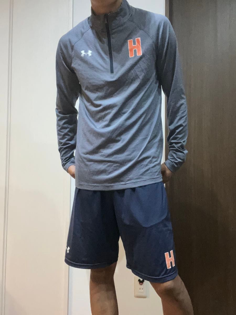 法政大学 アメフト部 長袖ハーフジップウェア ハーフパンツ 上下 法政大学 アメフト部 長袖ハーフジップウェア ハーフパンツ 上下