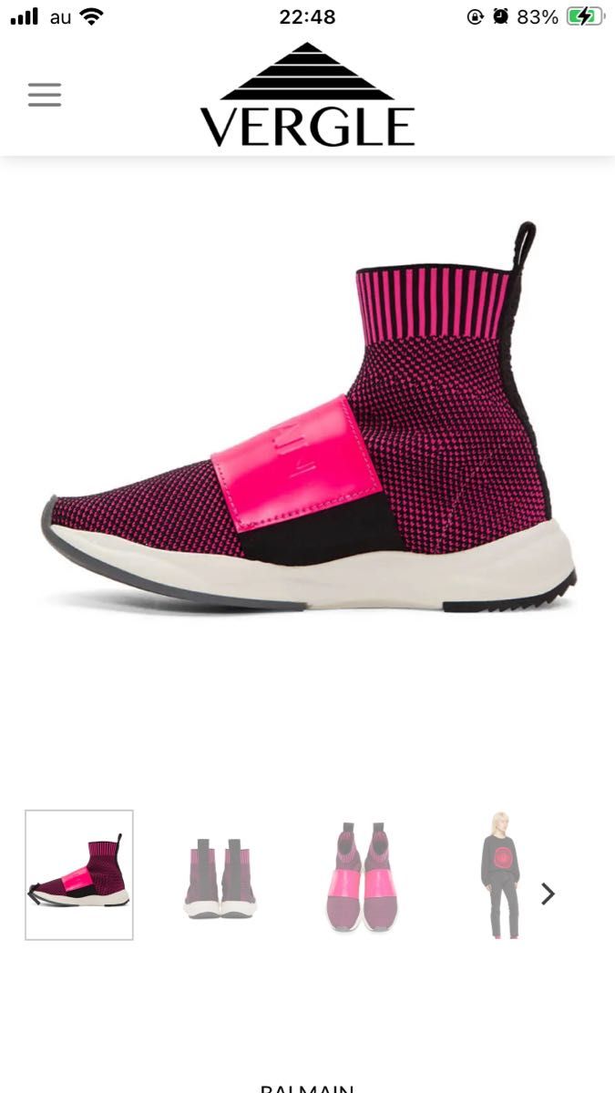 BALMAIN Pink & Black Cameron Sneakersバルマン、ソックススニーカー 未使用品22.5〜23cm