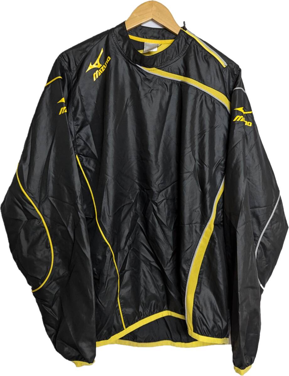 ミズノ Mizuno ナイロン ピステ O 斜めジップ 黒 ブラック イエローライン 黄色 プリント メンズ 男性 男 長袖 ウインドブレーカー