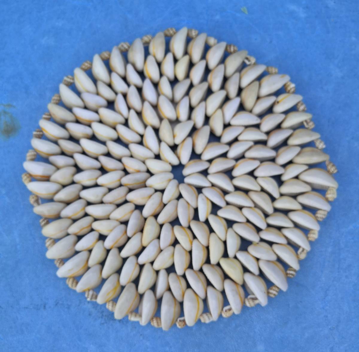 ２小さな貝を沢山繋いで作った敷物２０ｃｍ鍋敷きに使えます_画像5