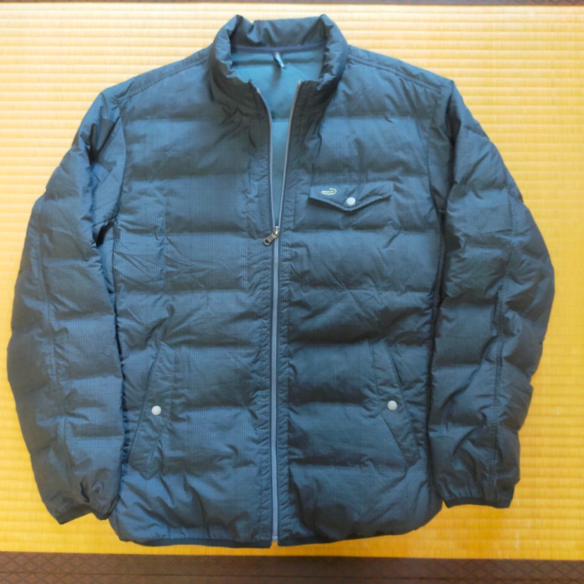 美品】Crocodile クロコダイル 薄手ダウンジャケット XL 黒格子 美品】Crocodile クロコダイル 薄手ダウンジャケット XL 黒格子