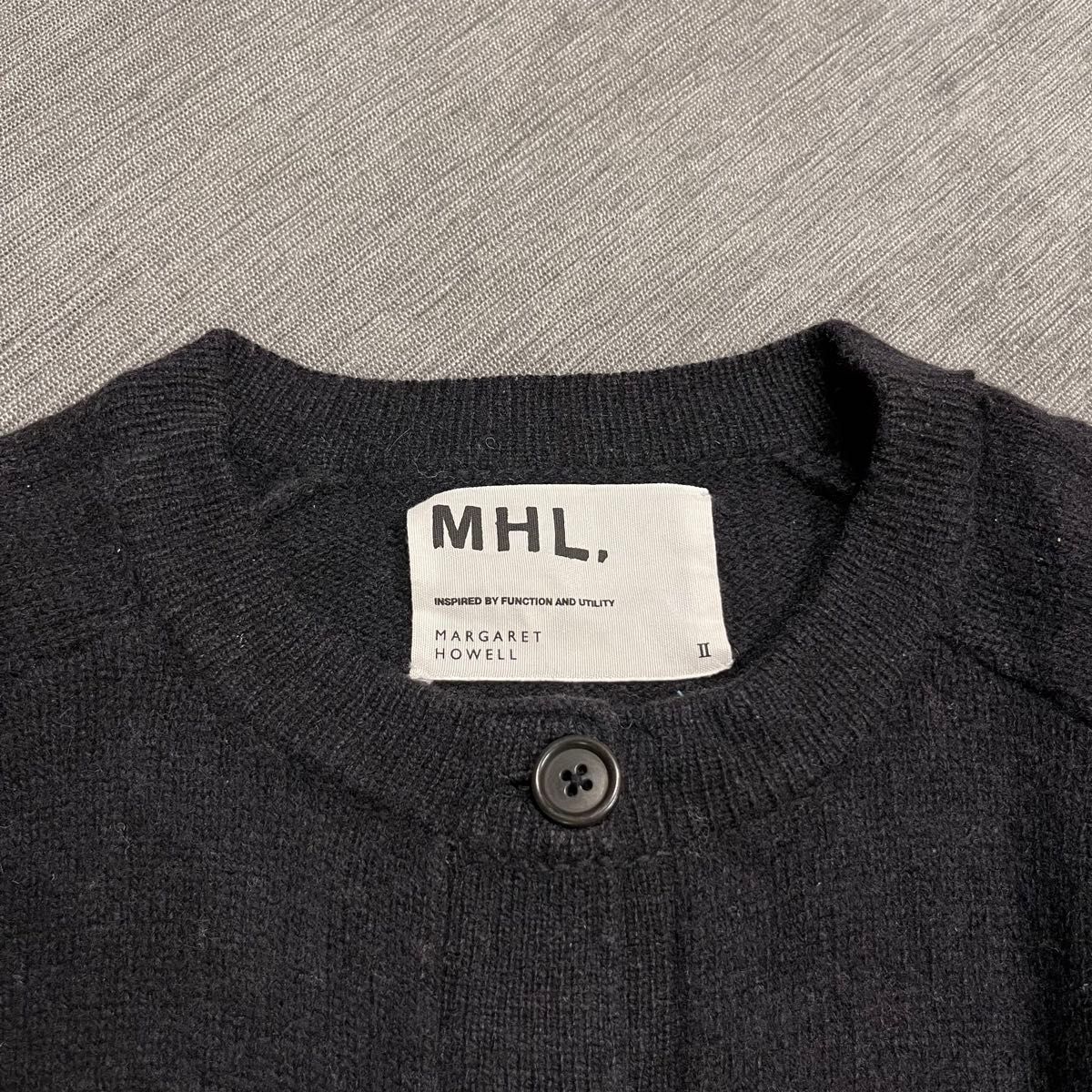 美品 MHL エムエイチエル ウールカーディガン ポケット付き 美品 MHL エムエイチエル ウールカーディガン ポケット付き