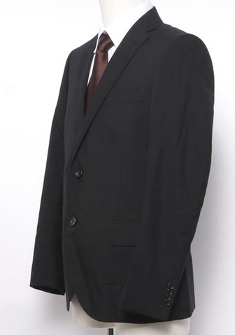 J.FERRY 新品！シャドーストライプ柄スーツ 46(M相当)黒 定価3.6万円送料無料