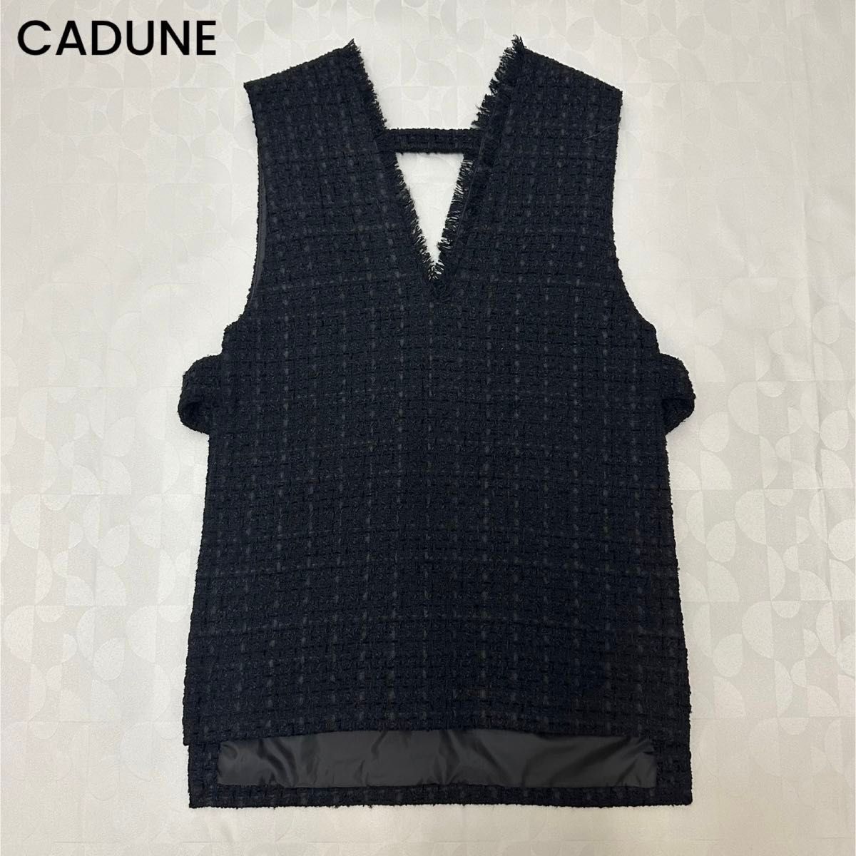 CADUNE カデュネ ツイードベスト ジレ ブラック 黒 36|Yahoo CADUNE カデュネ ツイードベスト ジレ ブラック 黒 36|Yahoo