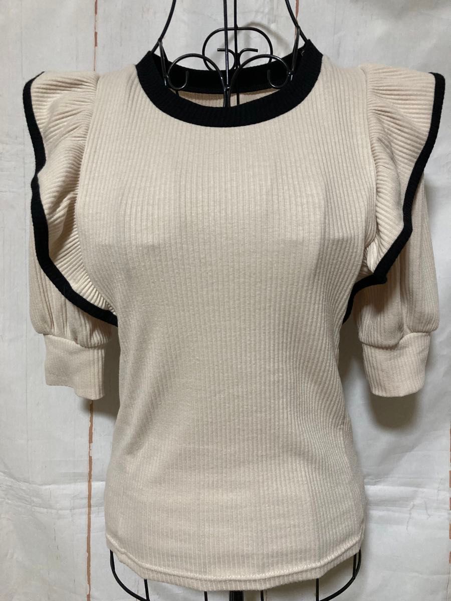 GRL グレイル リブニット ニット バイカラー カットソー GRL グレイル リブニット ニット バイカラー カットソー
