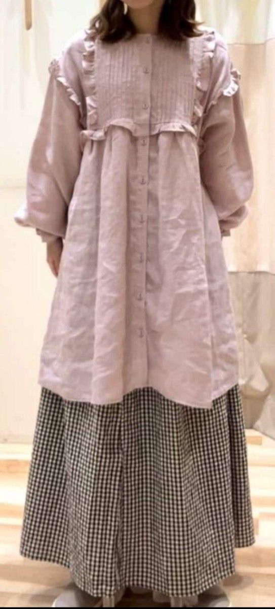 SM2サマンサモスモス フリル切替リネンチュニックブラウス新品 SM2サマンサモスモス フリル切替リネンチュニックブラウス新品