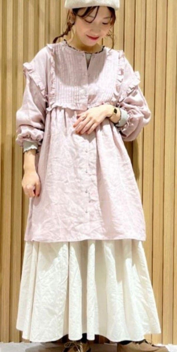 SM2サマンサモスモス フリル切替リネンチュニックブラウス新品 SM2サマンサモスモス フリル切替リネンチュニックブラウス新品