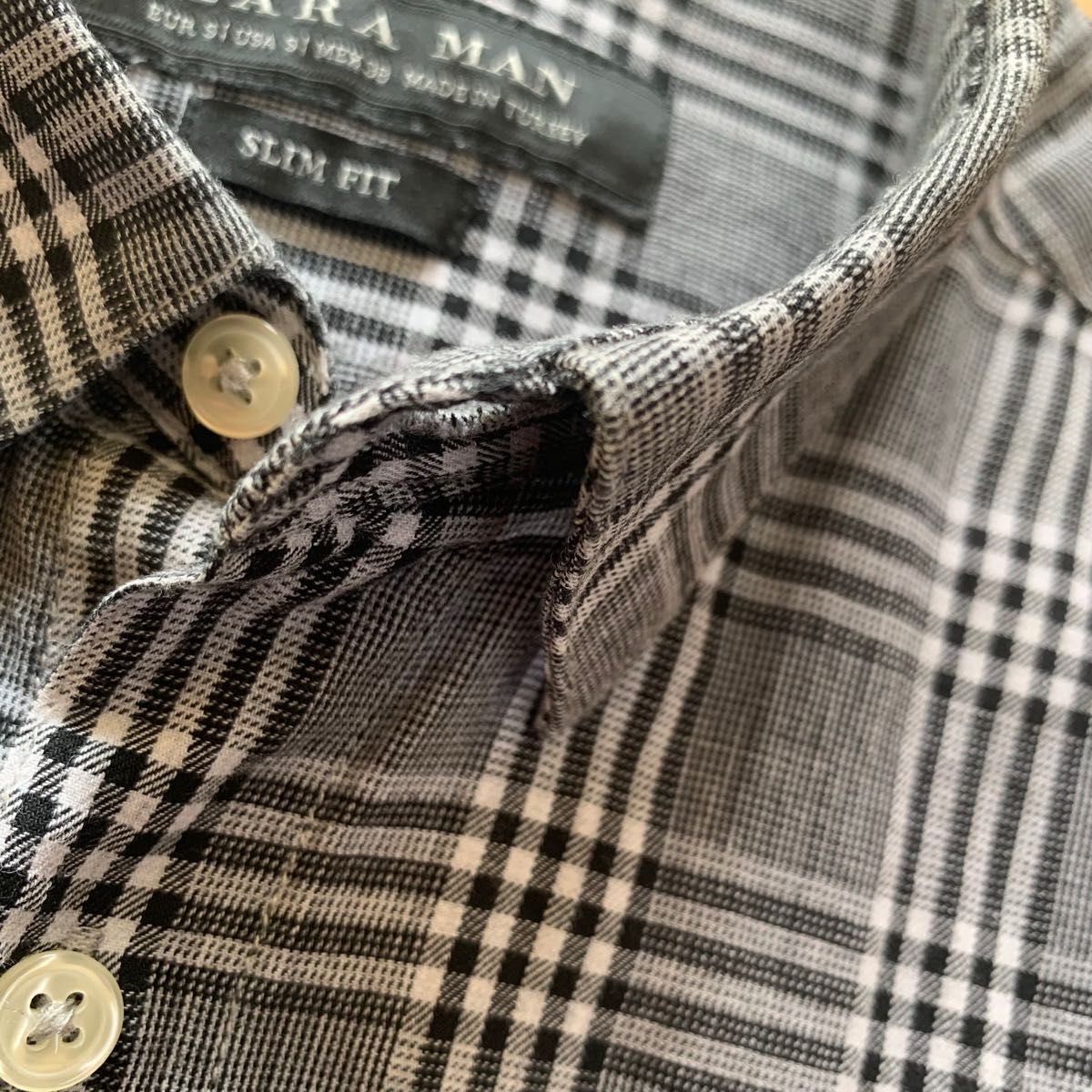 ZARA MAN スリムフィットシャツ メンズ 長袖シャツ チェック ZARA MAN スリムフィットシャツ メンズ 長袖シャツ チェック