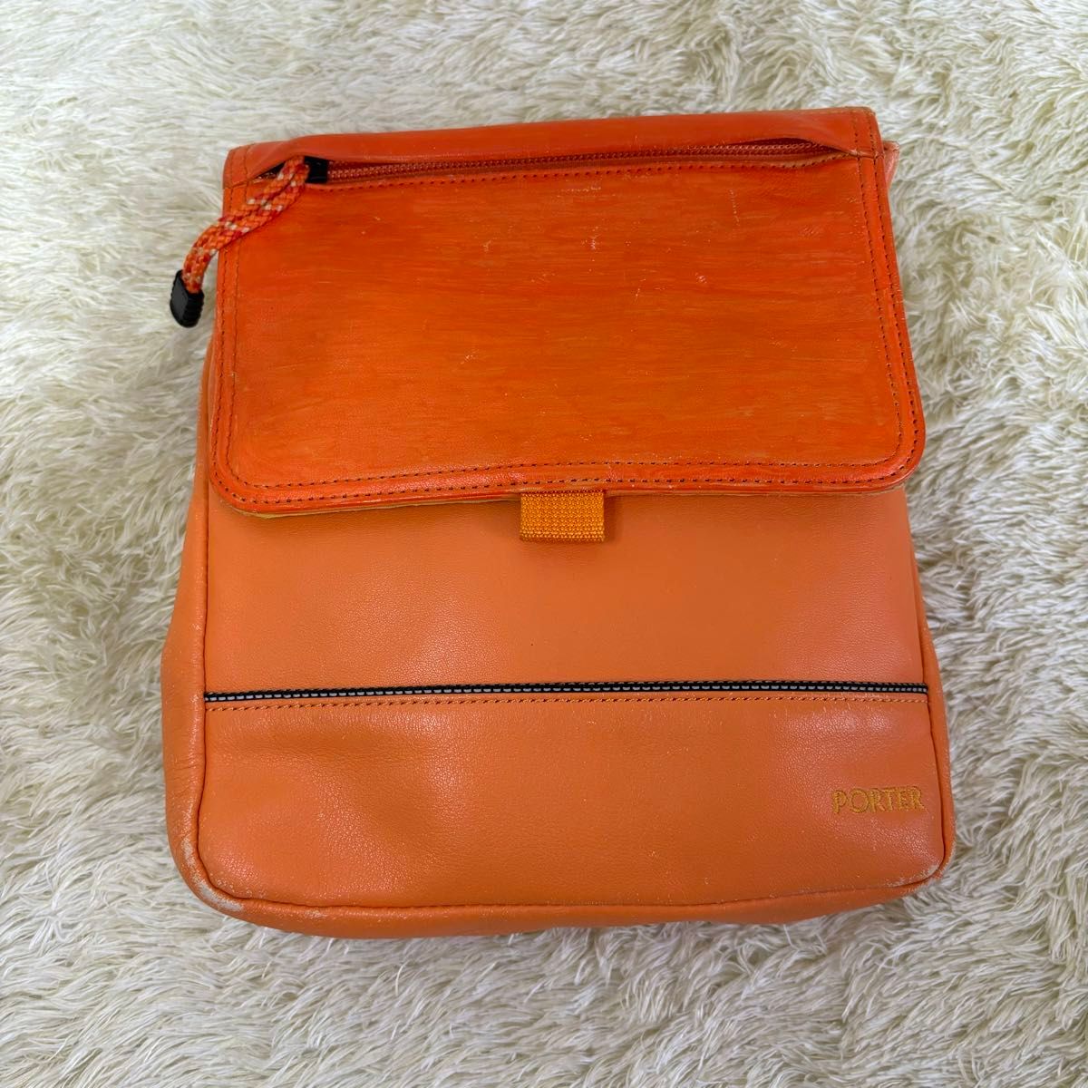 PORTER ショルダーバッグ オレンジ レザー PORTER ショルダーバッグ オレンジ レザー