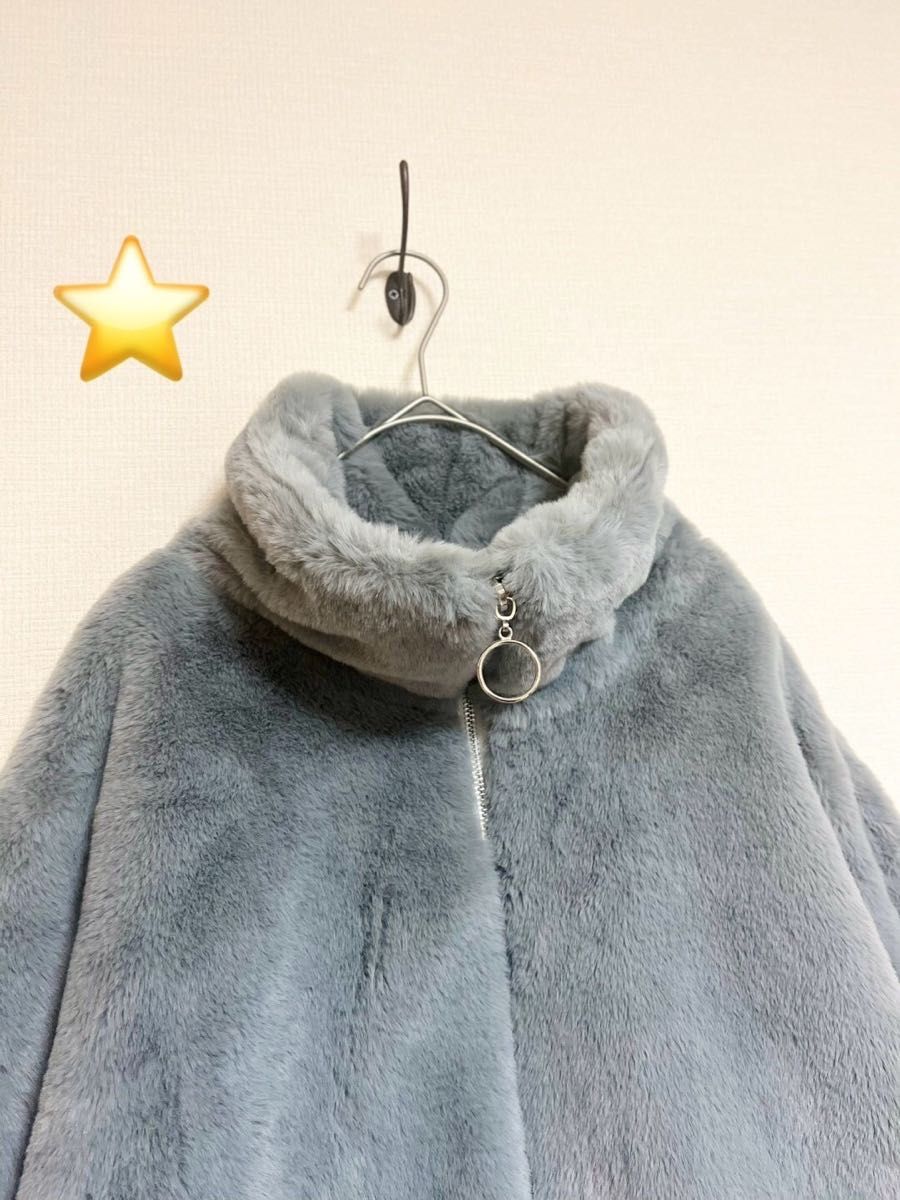 I'HARUKA ハーフジップフェイクファージャケット グレー XL I'HARUKA ハーフジップフェイクファージャケット グレー XL