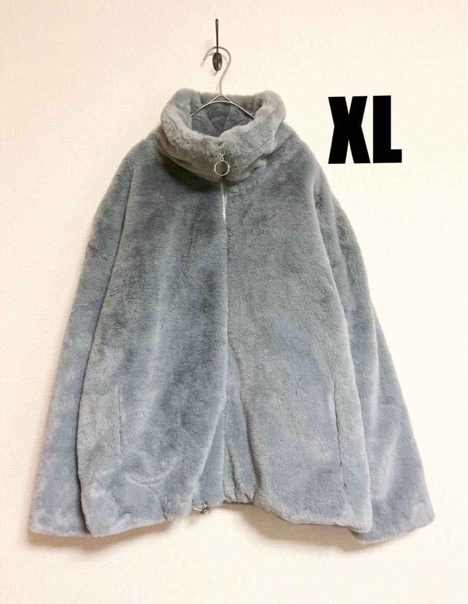 I'HARUKA ハーフジップフェイクファージャケット グレー XL I'HARUKA ハーフジップフェイクファージャケット グレー XL