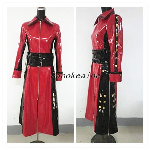 修正版高品質Xjapan hide 赤黒ロング 細身 エナメルコート 修正版高品質Xjapan hide 赤黒ロング 細身 エナメルコート