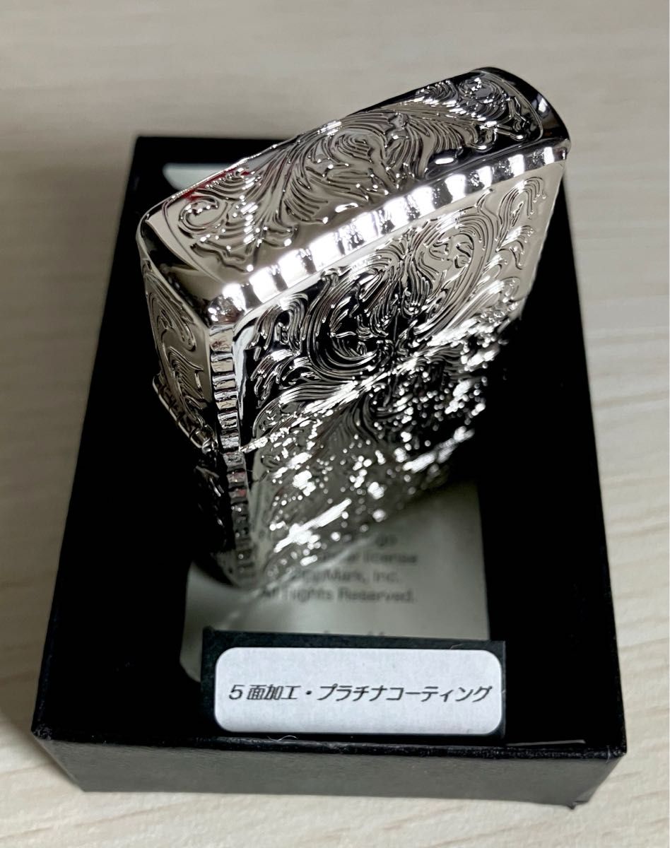 現品限り ZIPPO アーマー ジッポー ライター プラチナ 5面加工 現品限り ZIPPO アーマー ジッポー ライター プラチナ 5面加工