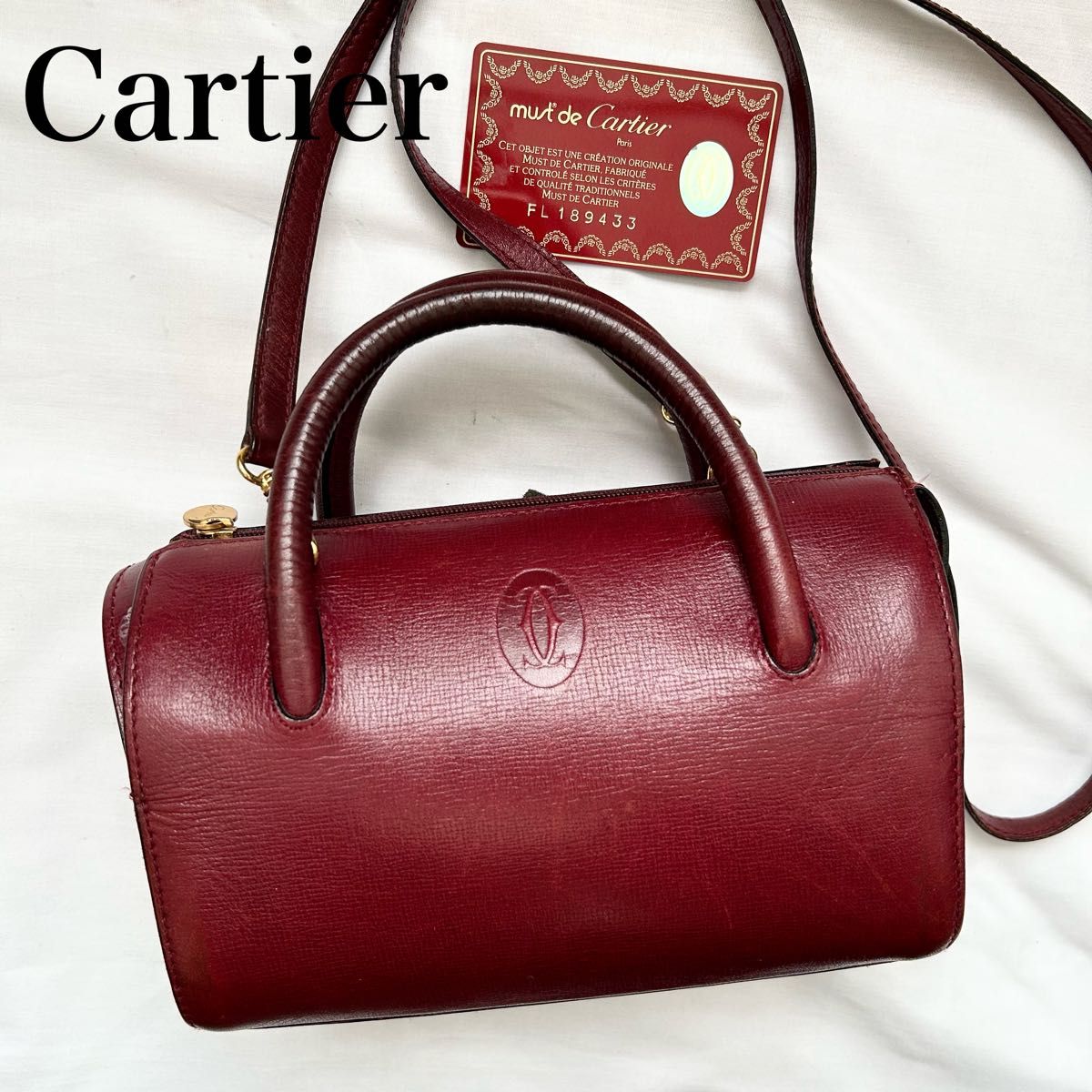 2way Cartier マストライン ショルダーバッグ レザー カード付 2way Cartier マストライン ショルダーバッグ レザー カード付