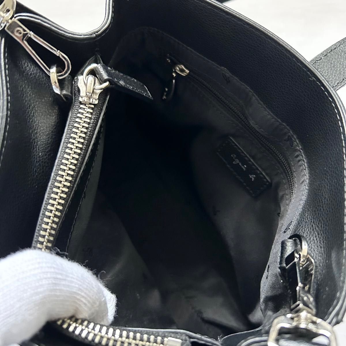 極美品 2way アニエスベー ショルダーバッグ 黒 本革 現行 極美品 2way アニエスベー ショルダーバッグ 黒 本革 現行