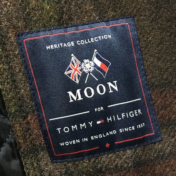 #TOMMY HILFIGER｜トミーヒルフィガー イギリスmoon社製ツイードウール100％インナーキルティングステンカラーコート ブラウン sizeS