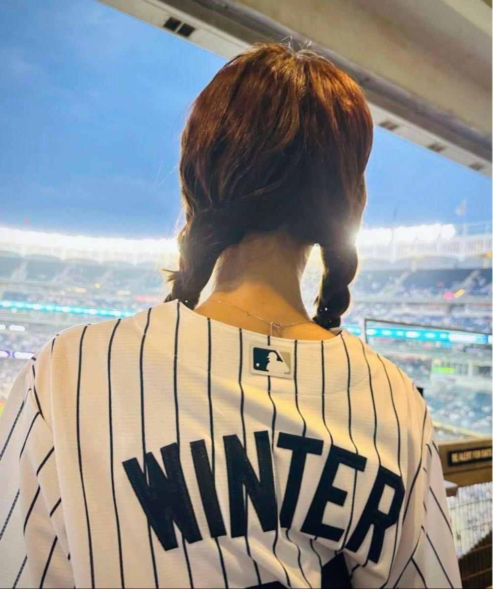 L】WINTER aespa ユニフォーム ヤンキース ベースボールシャツ L】WINTER aespa ユニフォーム ヤンキース ベースボールシャツ