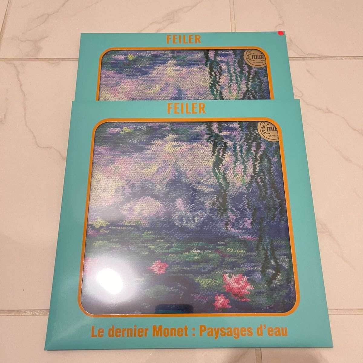 2枚 モネ展 睡蓮のとき feiler フェイラー ハンカチ グリーン 2枚 モネ展 睡蓮のとき feiler フェイラー ハンカチ グリーン
