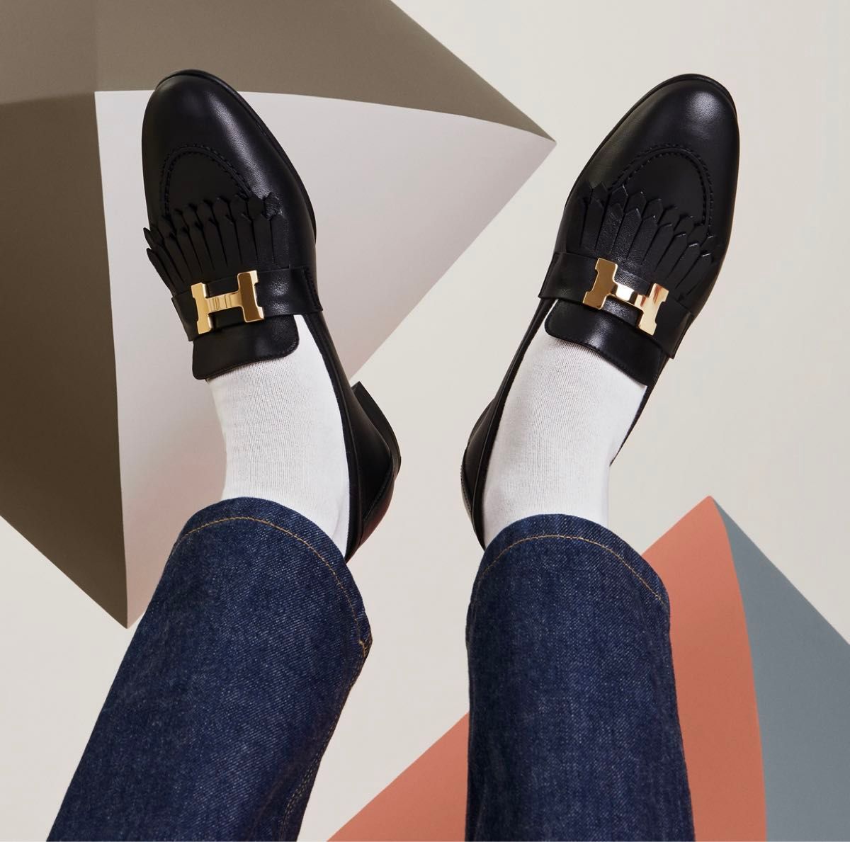 HERMES モカシン ロワイヤル ブラック ゴールド金具 38 新品 HERMES モカシン ロワイヤル ブラック ゴールド金具 38 新品
