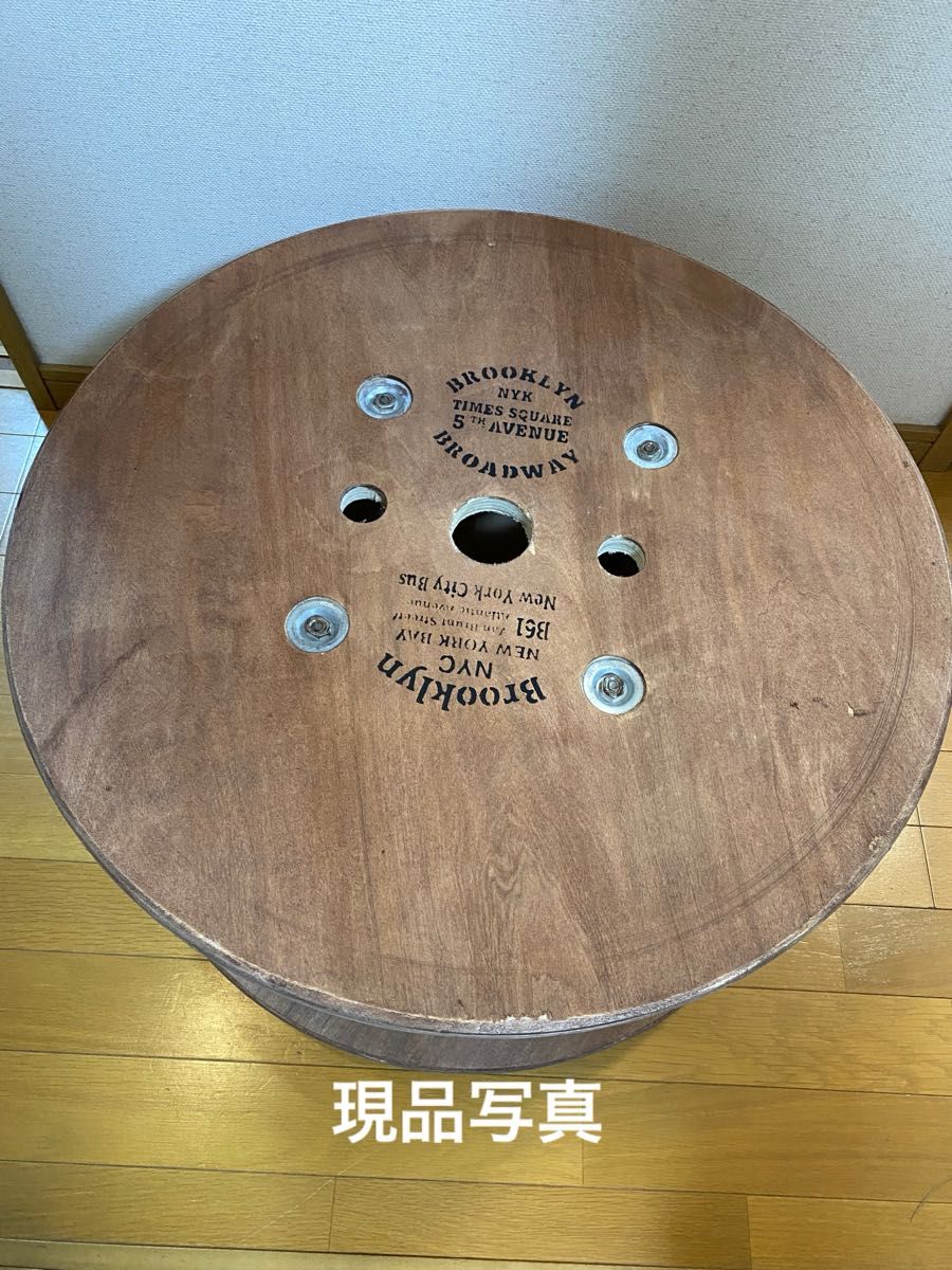 電線ドラム 木製 茶色系 テーブル 花台など キャスター付き 電線ドラム 木製 茶色系 テーブル 花台など キャスター付き