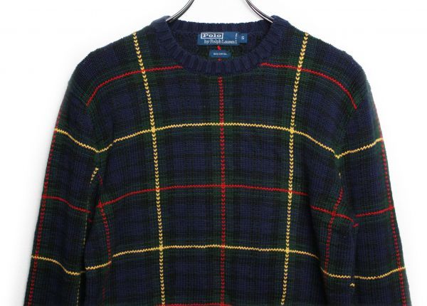 ヤフオク! - 00's ポロラルフローレン チェック柄 コットン ニット...