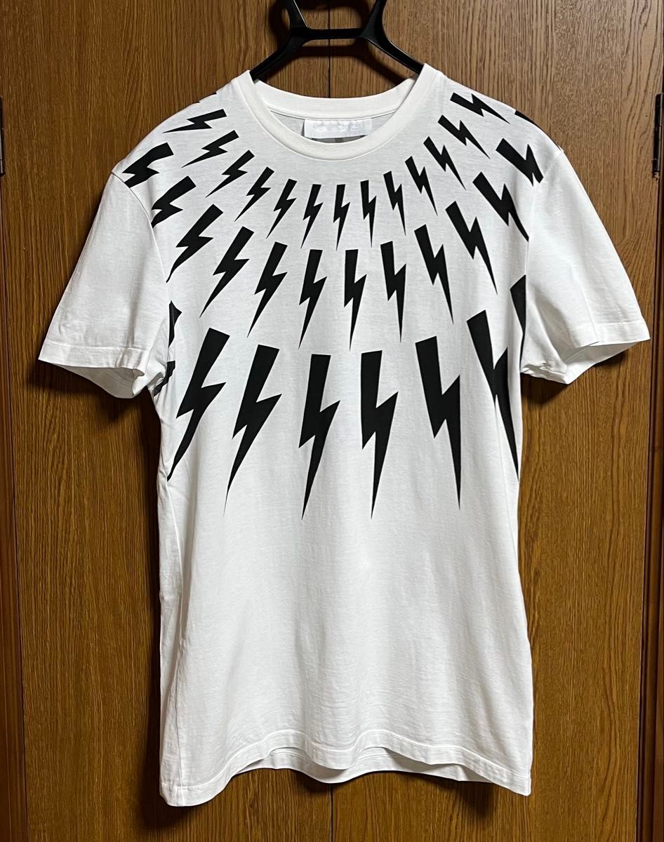 ニールバレット Neil Barrett サンダー 雷 Tシャツ 白×黒 ロゴ カットソー