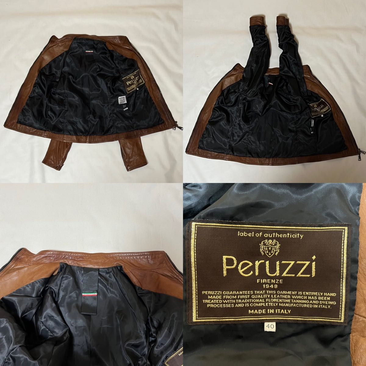 Peruzzi ペルッツィ レザージャケット 本革 ライダース Peruzzi ペルッツィ レザージャケット 本革 ライダース