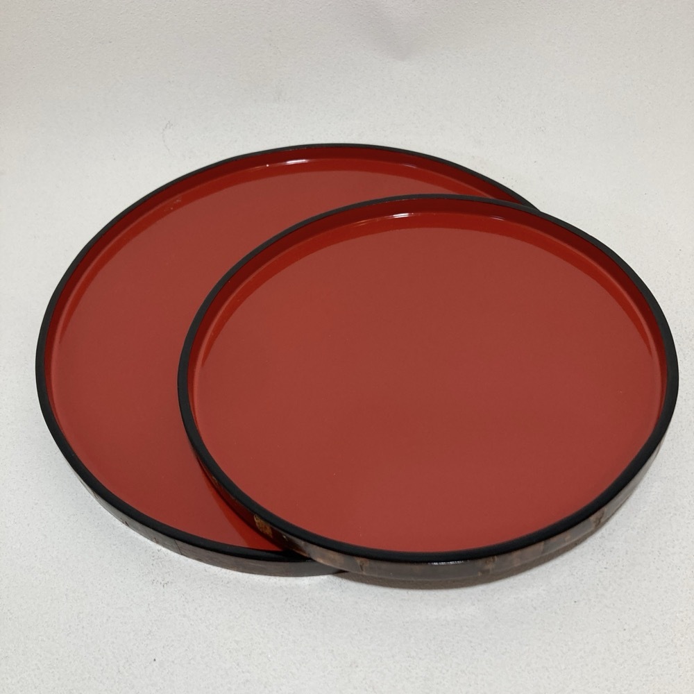 トレー 丸盆 お盆 漆器 伝統工芸品 天然木 ★K27172