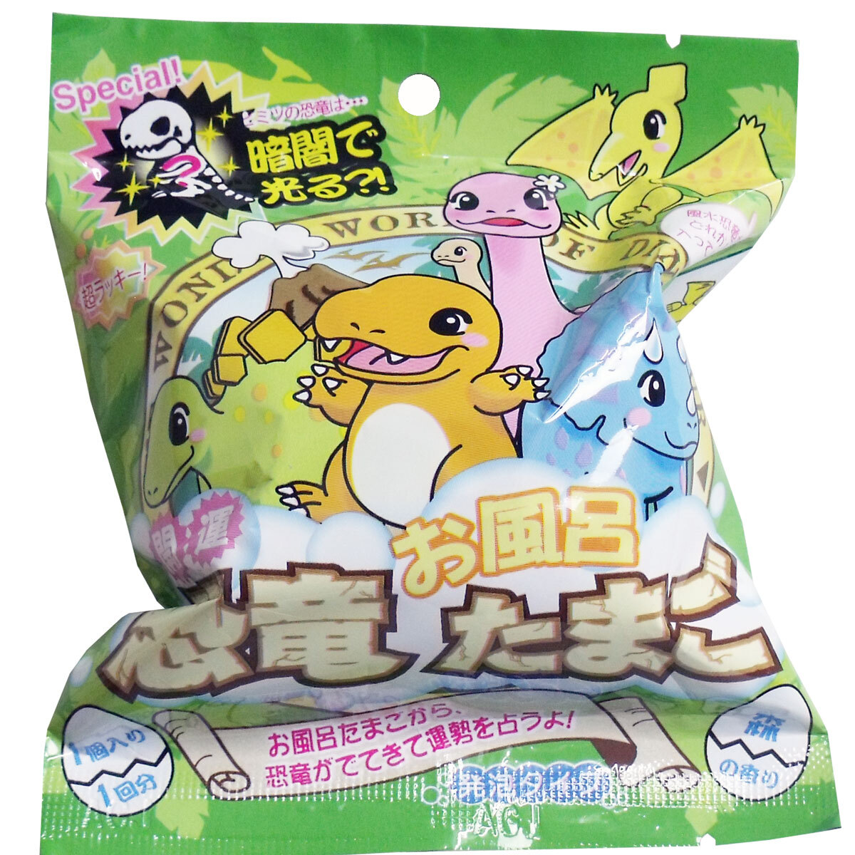 【まとめ買う】開運 恐竜お風呂たまご バスボール 森の香り 発泡タイプの入浴玉 1個入×40個セット