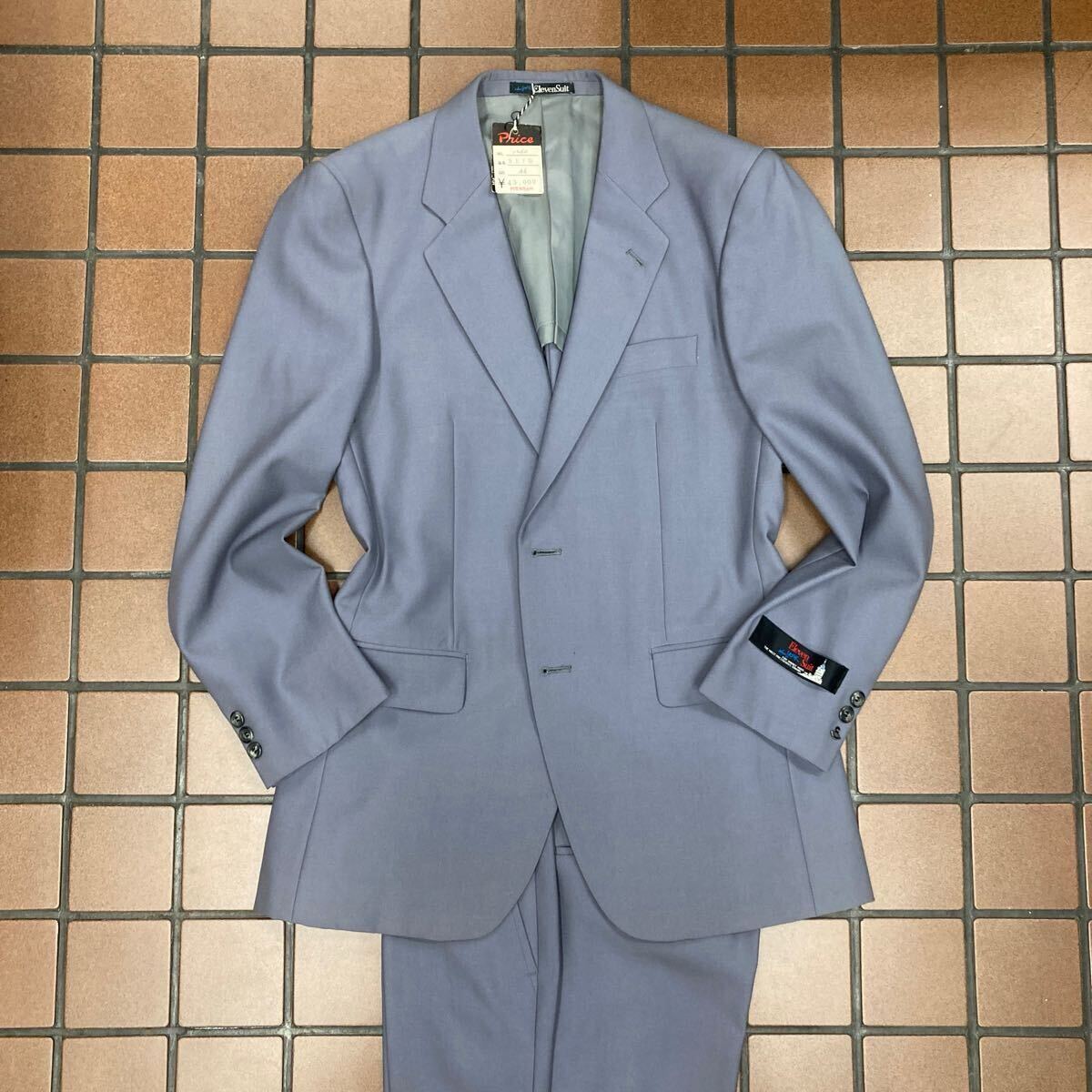 激安!新品ヴィンテージ★タグ付き訳あり高級New York ELEVEN suit2つボタンスーツセットアップ　サイズA6 ダブグレイ/コンサバ/ウール100%