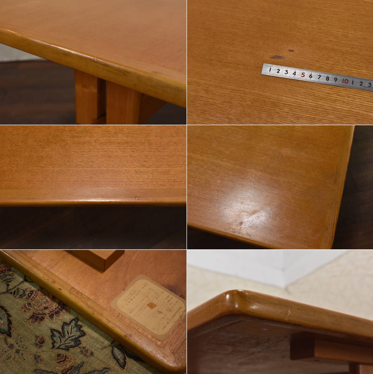 zyt1763ジ Tendo/天童木工 ダイニングテーブル 幅130cm 奧行80cm くさび留めストレッチャー 楔/クサビ/レトロ家具/ビンテージ家具 61028-01