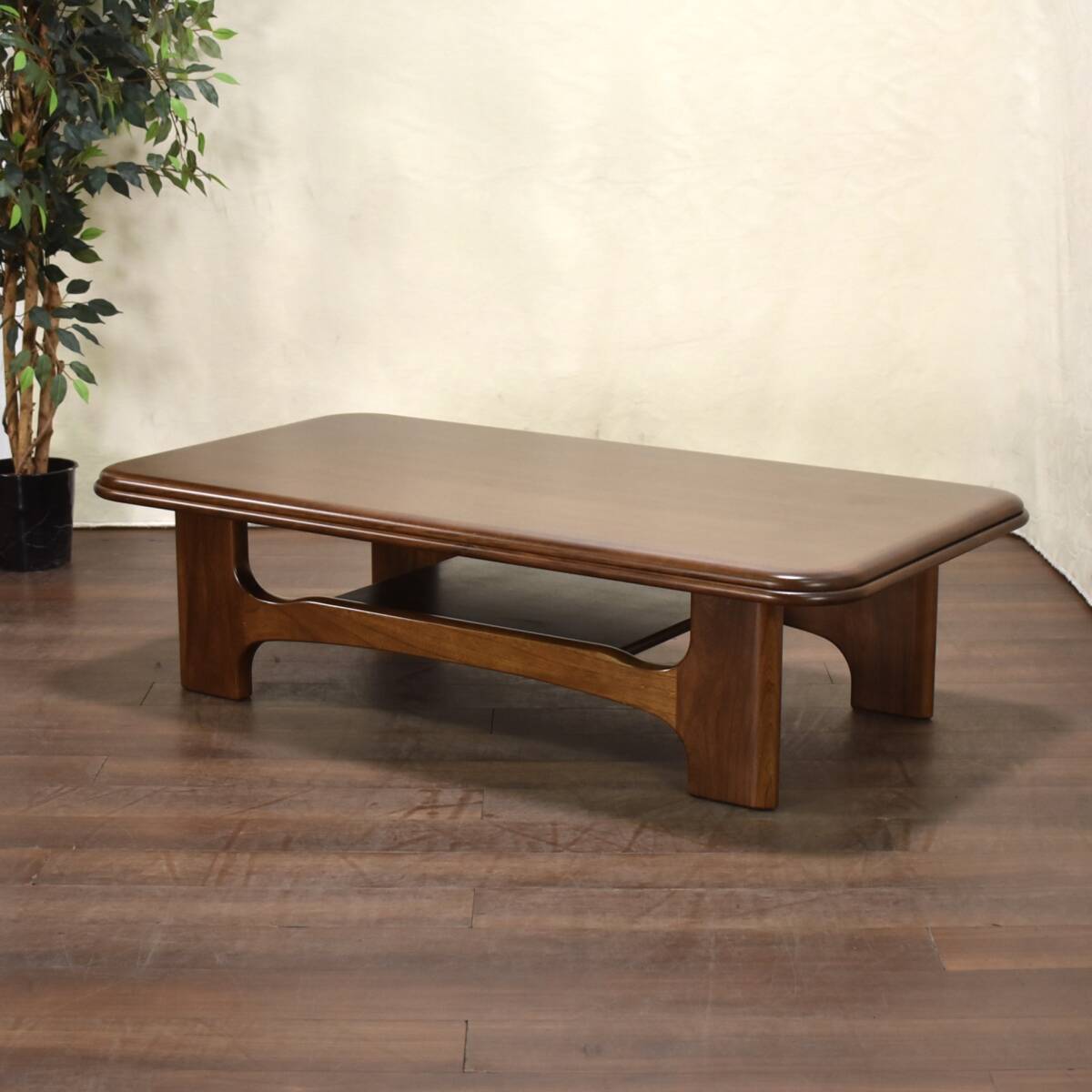 zyt1764ジ アサヒ木工 センターテーブル 幅150cm 奥行80cm ローテーブル/座卓 ダークブラウン系/虎斑/楢/ナラ/オーク 朝日木工 61028-02
