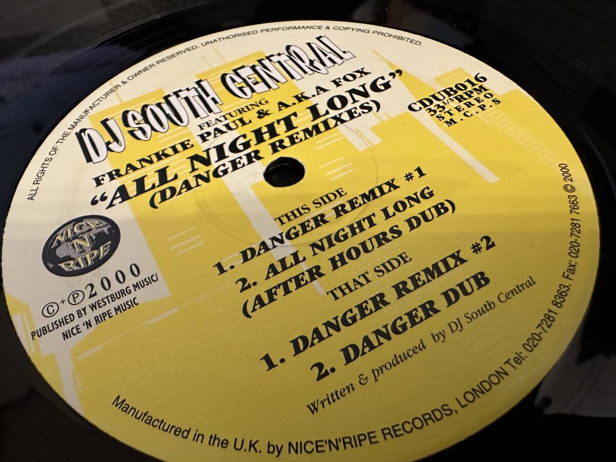 12”★DJ South Central Featuring Frankie Paul & A.K.A Fox / All Night Long (Danger Remixes) / UK Garage / ラガ・ジャングル！