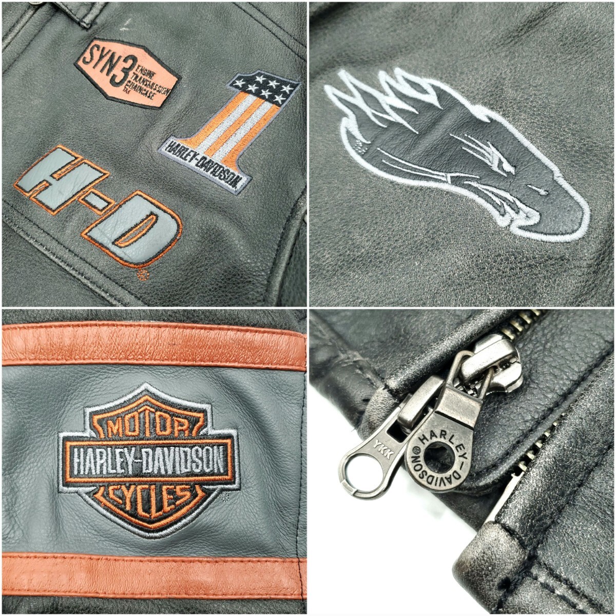 高級カウハイドレザー HARLEY-DAVIDSON M黒シングルライダース 高級カウハイドレザー HARLEY-DAVIDSON M黒シングルライダース