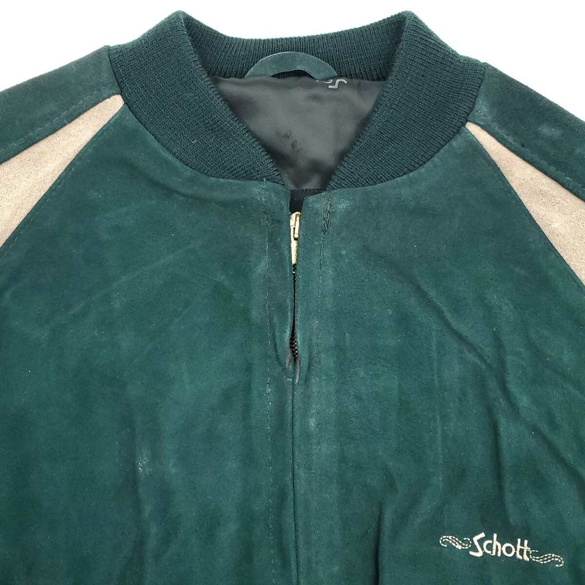 未使用USA製#337 Schott 42カウハイドレザースタジャン緑 未使用USA製#337 Schott 42カウハイドレザースタジャン緑