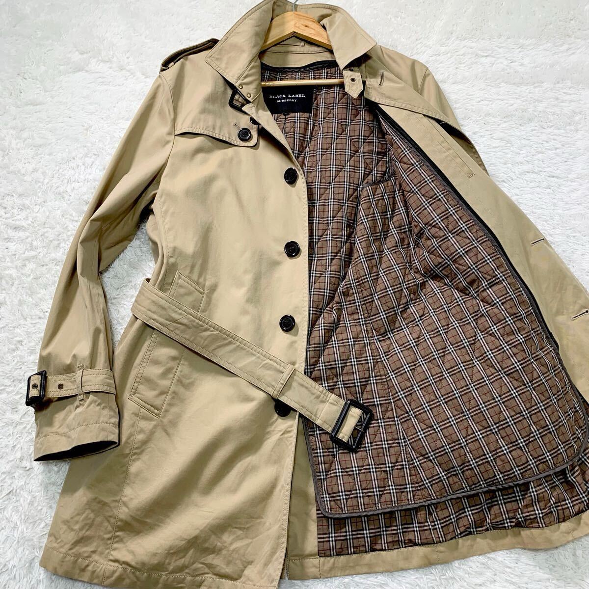 BURBERRY BLACK LABEL トレンチコート Lサイズ ベージュ 美品・L】BURBERRY BLACK LABEL ライナー付 トレンチコート