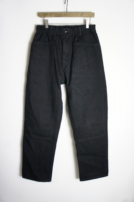 美品 23AW POST OVERALLS ポストオーバーオールズ E-Z DND Herringbone Denim ヘリンボーン デニム ワーク パンツ 3312-HBB 黒本物1115O▲