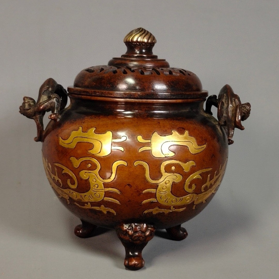 清・古銅彫・流金・龍紋筆架』極細工・骨董品・古賞物・中国古玩 清・古銅彫・流金・龍紋筆架』極細工・骨董品・古賞物・中国古玩