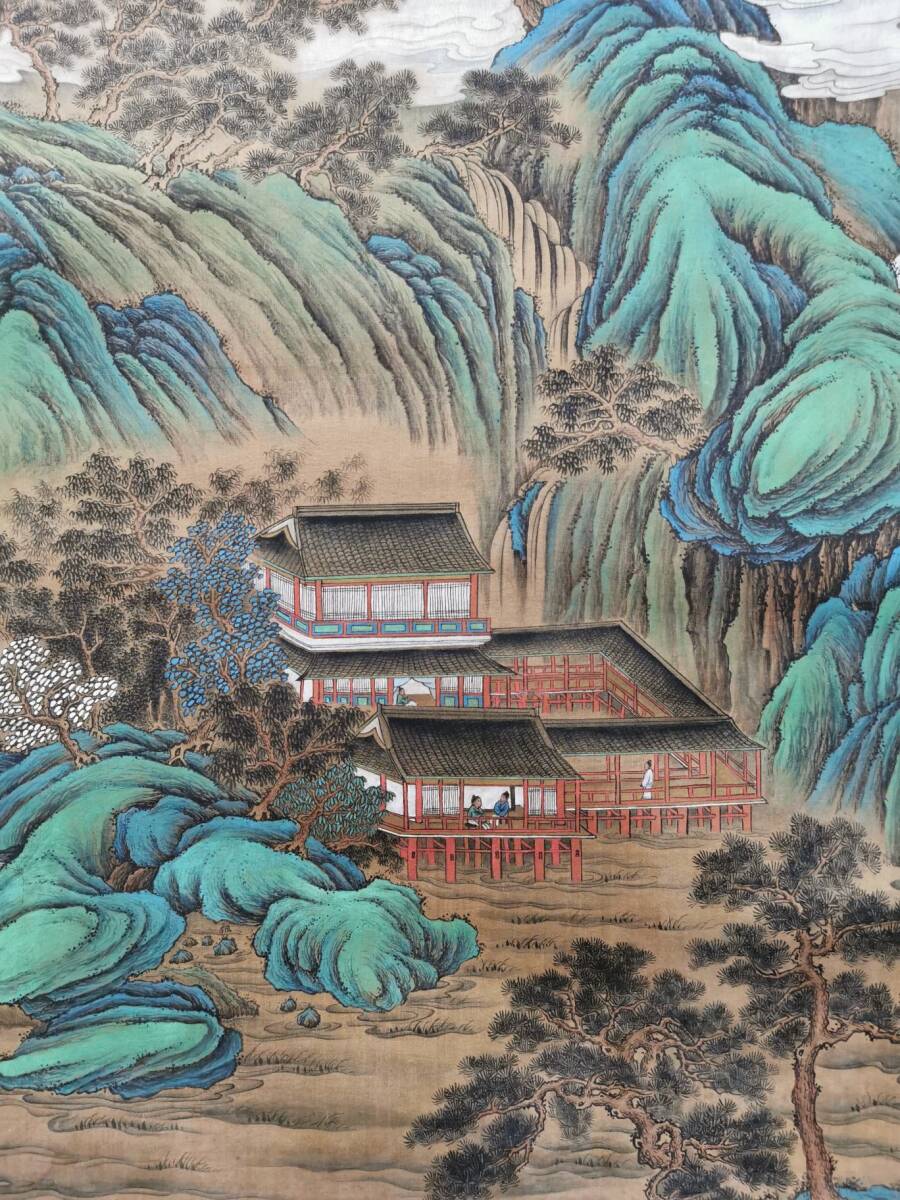 ◇御泓軒◇中国書画 『明時代 唐寅筆 青緑山水図』絹本真作 肉筆 ◇御泓軒◇中国書画 『明時代 唐寅筆 青緑山水図』絹本真作 肉筆