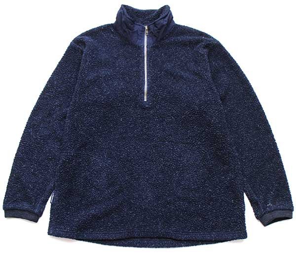 ★90s USA制 Columbiaコロンビア ハーフジップ プルオーバー パイル フリース 紺 L★オールド アウトドア キャンプ ジャケット