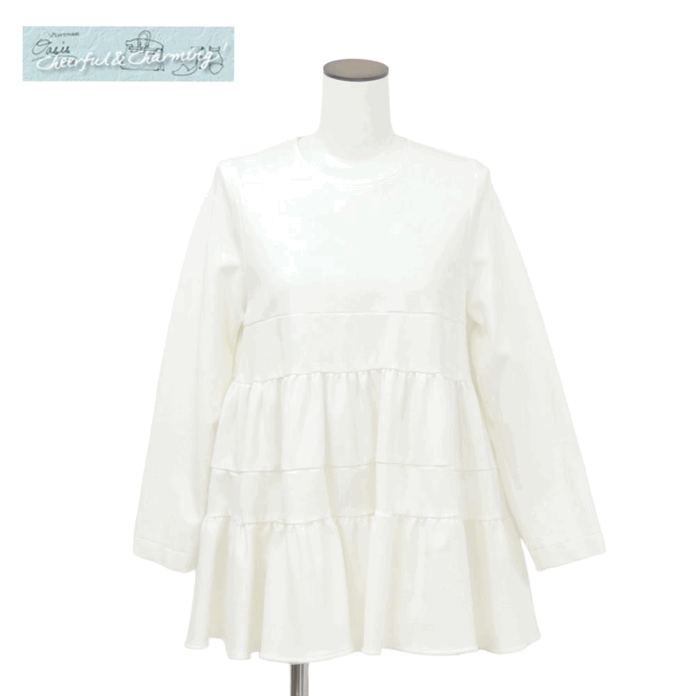 フリルホワイト　1点 レースレディース Lace Ladies 袖レースデザイン立ち襟フリル