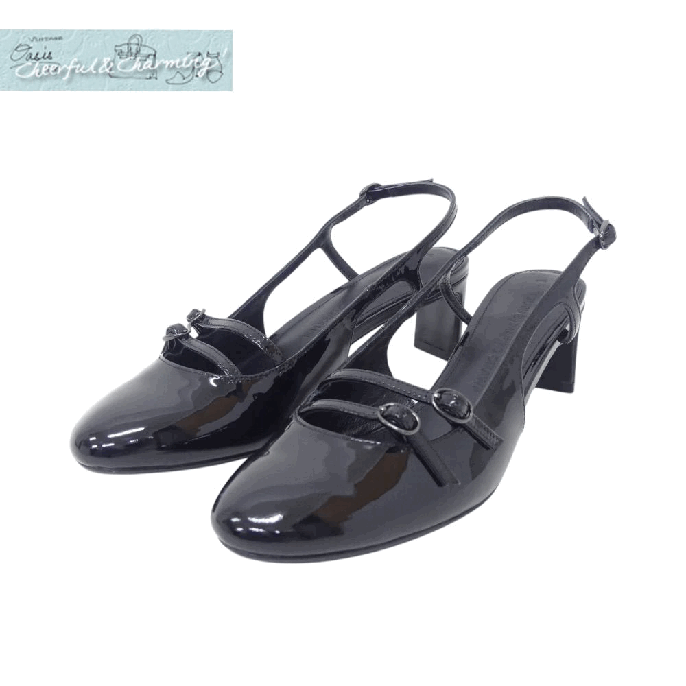  new work unused Tsuru by MarikoOikawatsuruGermain pumps 39 black pa tent leather \'24 year commodity 